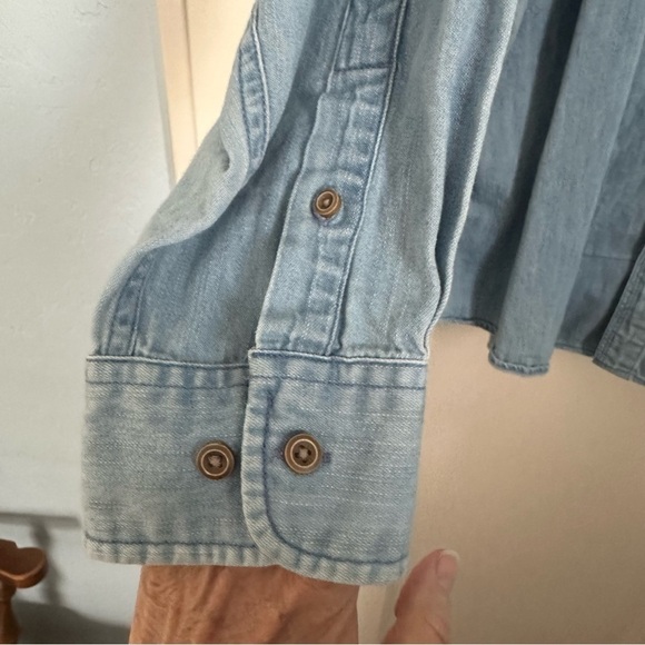 Solaris Shirt Denim Button Down Blue Workwear Cotton Front Pocket Size 2XB - Picture 6 of 13